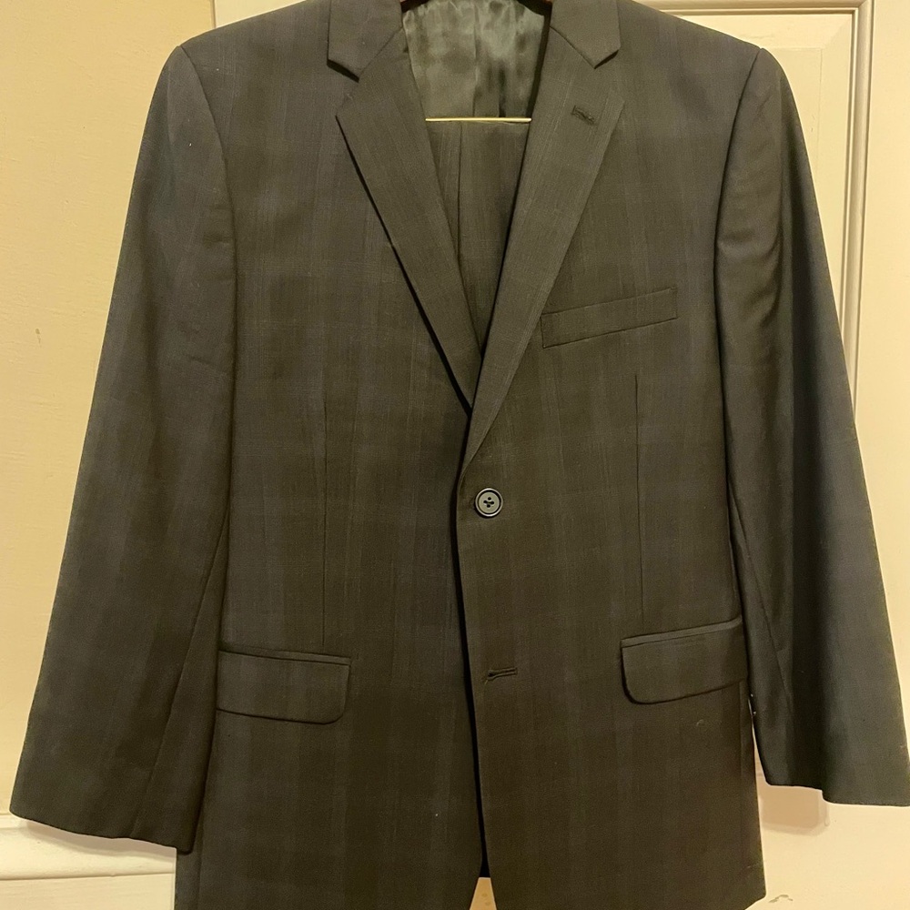 John Varvatos Dark Charcoal Pinstripe Boys Blazer
